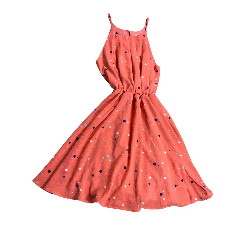 Mi Ami Coral Confetti Dot Fit & Flare Dress Women's Small Sorority Rush